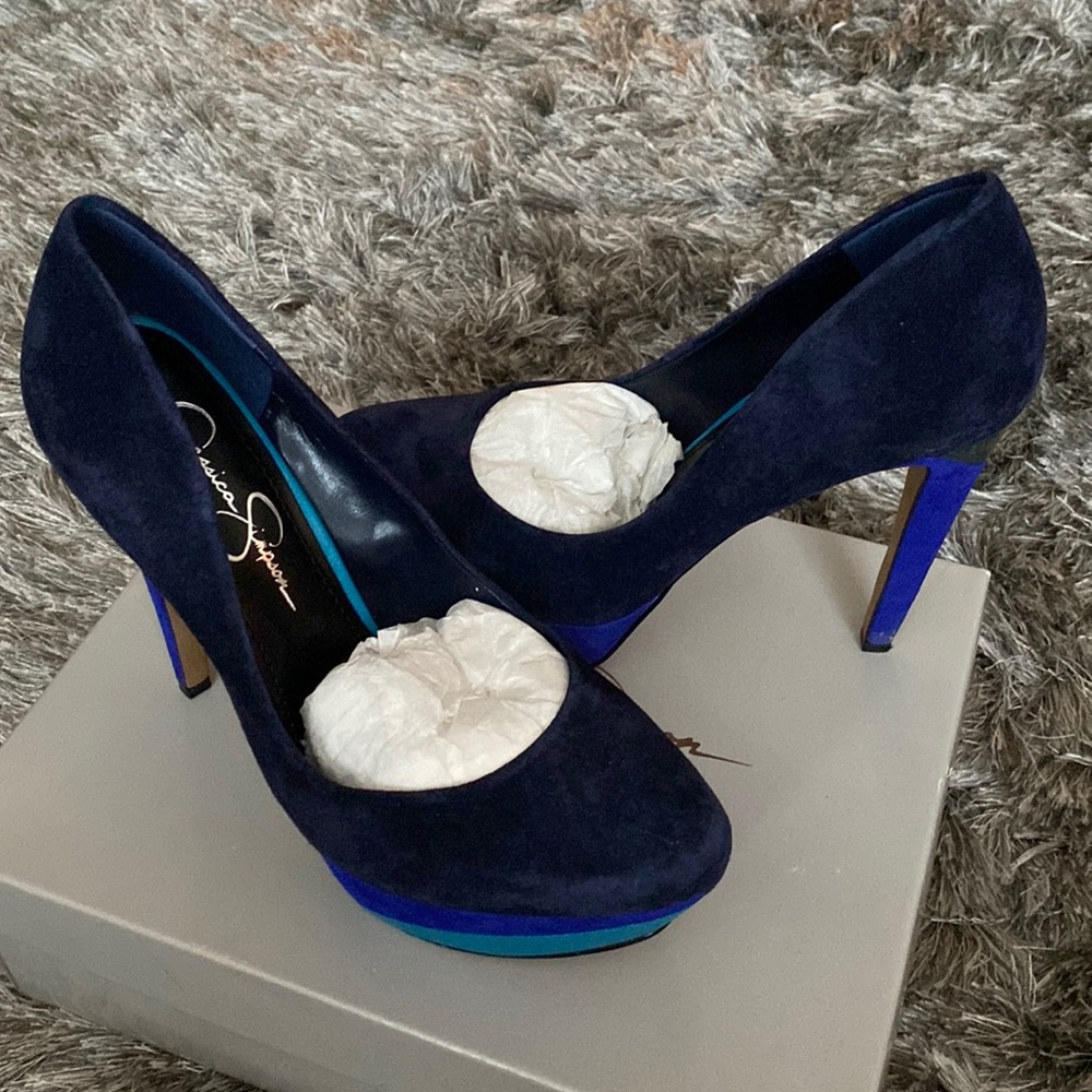 👠💜Jessica Simpson Blue Suede Heels 👠💜